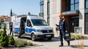 Grid Services: Plynárenské a topenářské služby pro domácnosti i firmy 5 Servisní vozidlo a technici Grid Services provádějící diagnostiku a revizi plynových zařízení